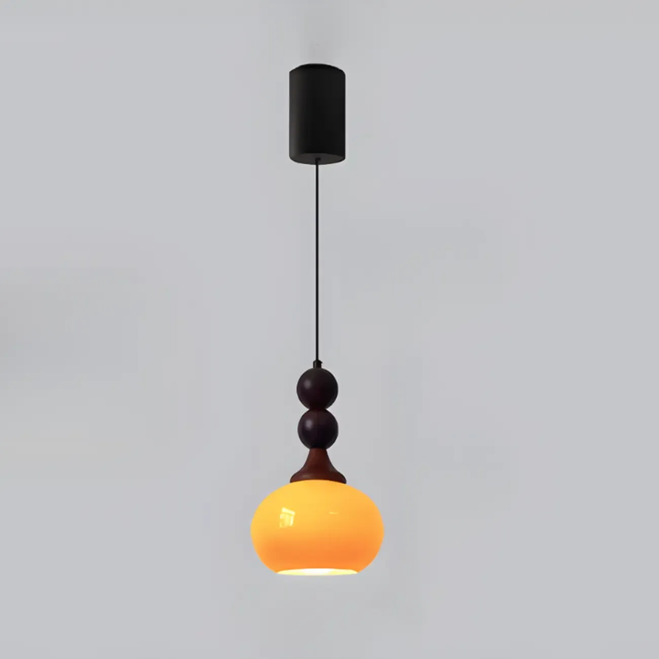 Liftable Orange Glass Pendant Light Fixture Adjustable Height Image - 2