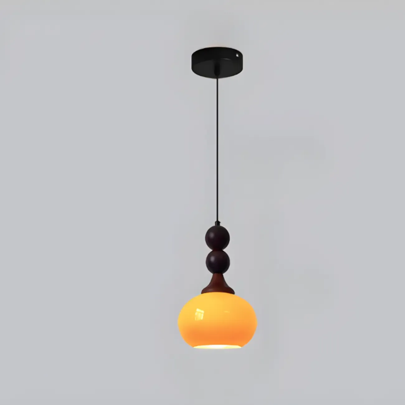 Liftable Orange Glass Pendant Light Fixture Adjustable Height Image - 3