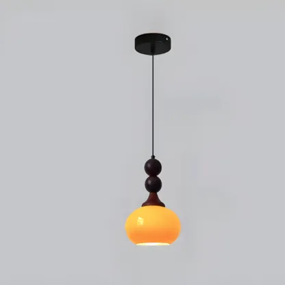 Liftable Orange Glass Pendant Light Fixture Adjustable Height Image - 3