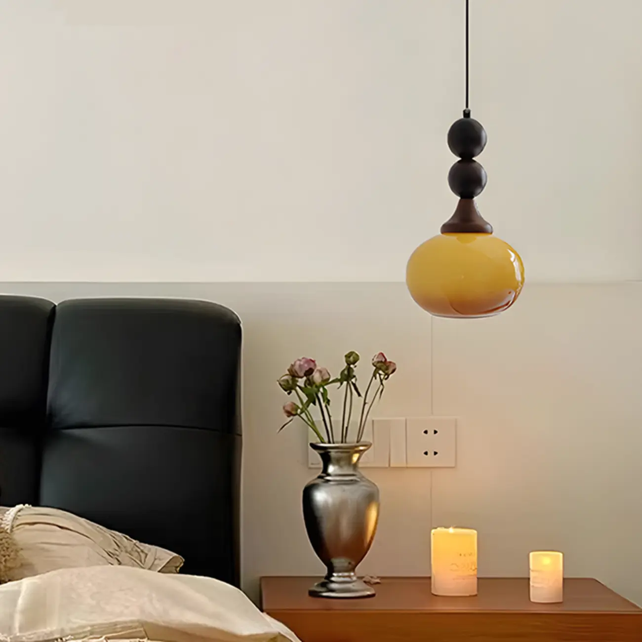 Liftable Orange Glass Pendant Light Fixture Adjustable Height Image - 5 | homeyfad