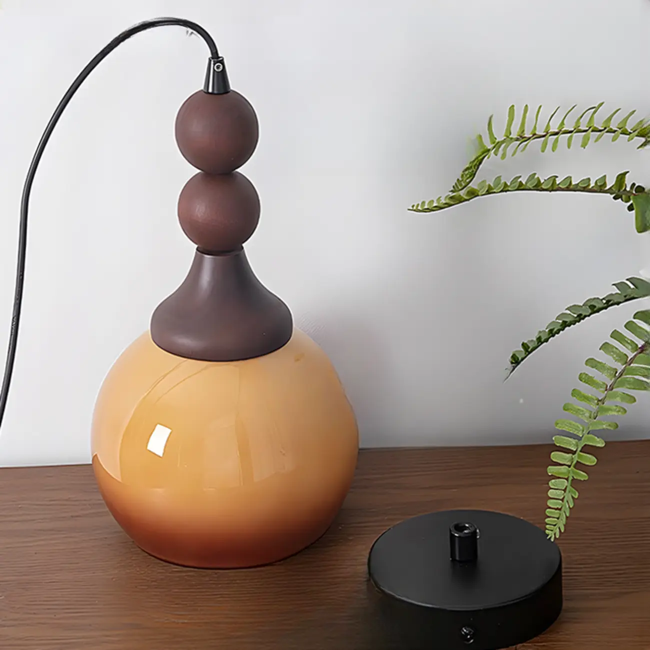 Liftable Orange Glass Pendant Light Fixture Adjustable Height Image - 6 | homeyfad