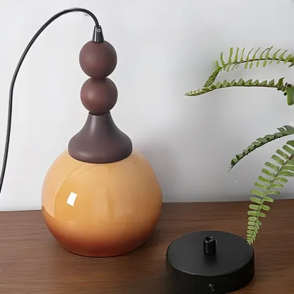 Liftable Orange Glass Pendant Light Fixture Adjustable Height Image - 6