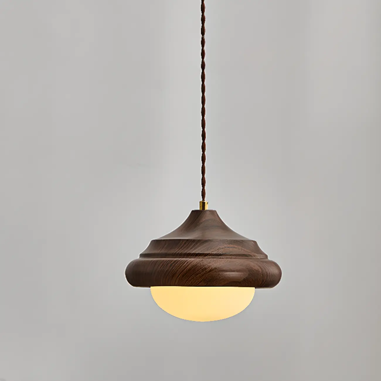 Geometric Walnut Glass Indoor Pendant Light Adjustable Height Image - 3 | homeyfad