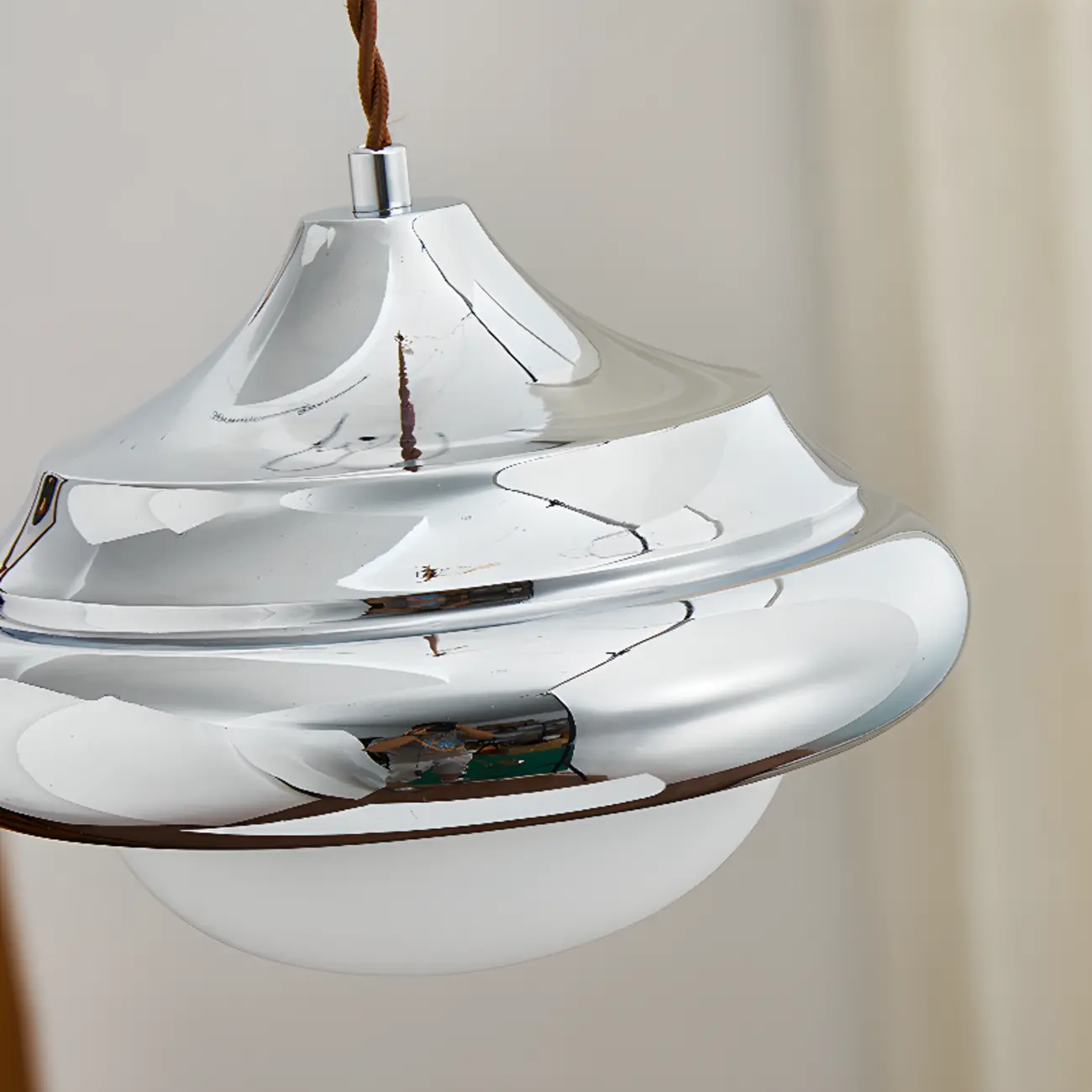 Geometric Walnut Glass Indoor Pendant Light Adjustable Height Image - 9 | homeyfad