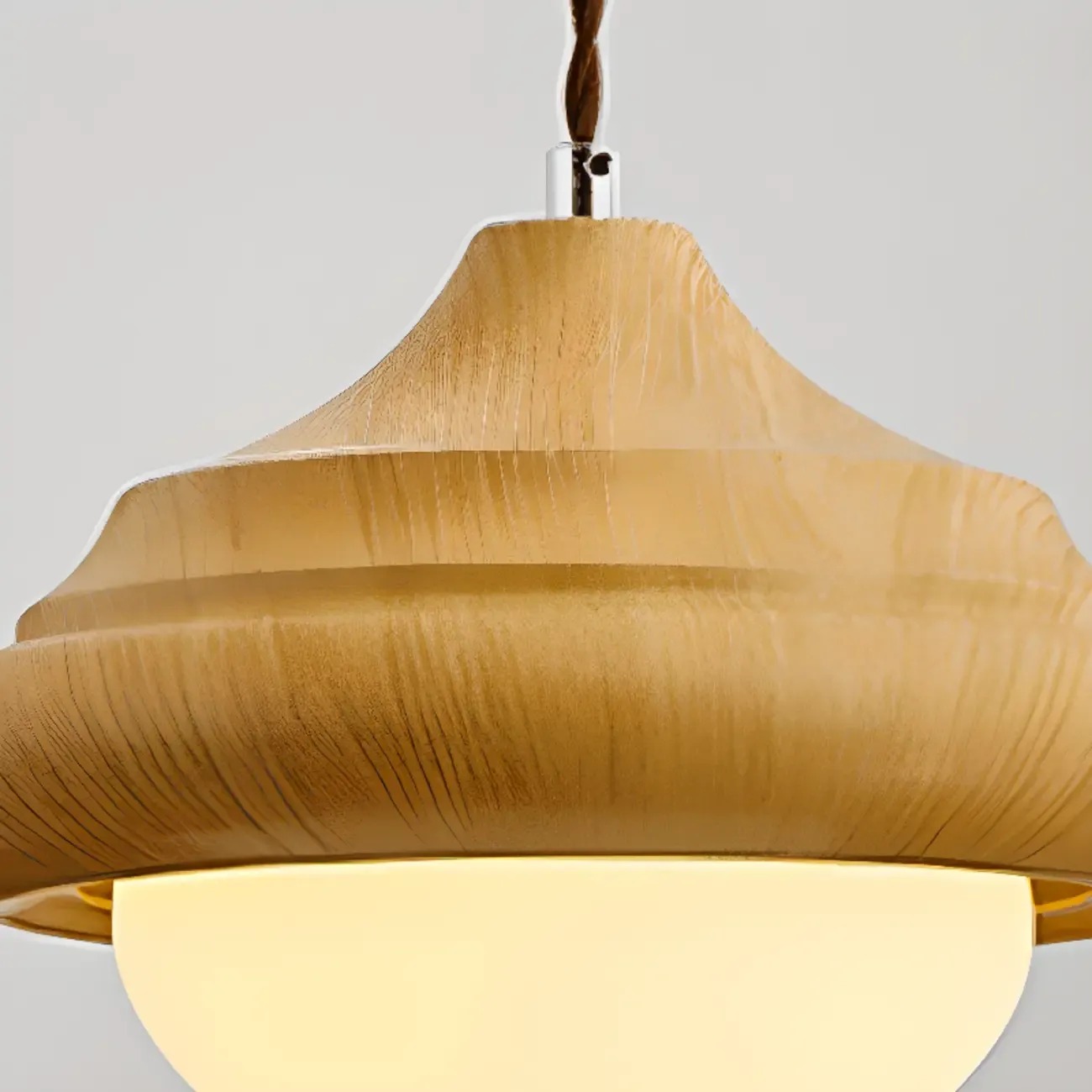 Geometric Walnut Glass Indoor Pendant Light Adjustable Height Image - 11