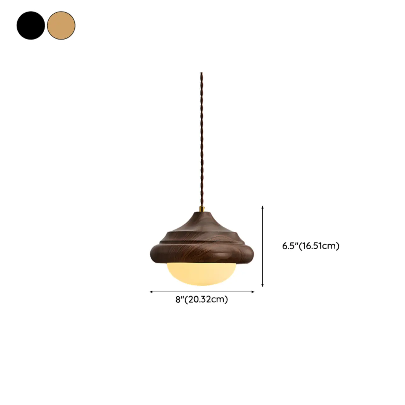 Geometric Walnut Glass Indoor Pendant Light Adjustable Height #size | homeyfad