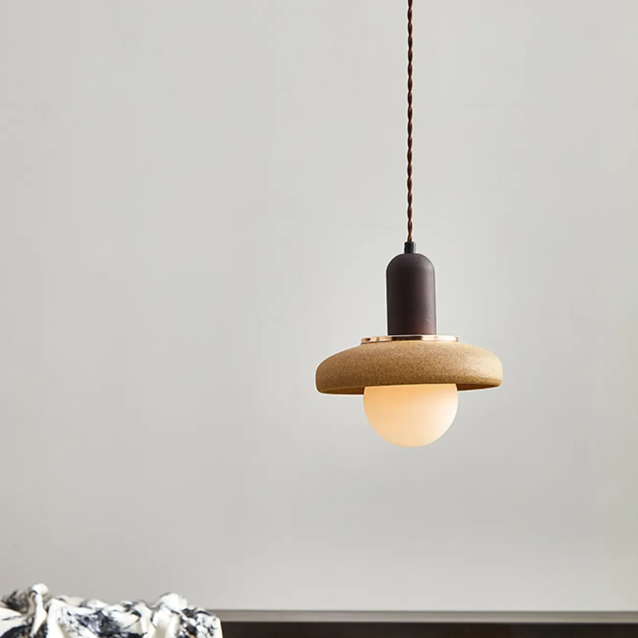 Modern Geometric	Walnut Wood Kitchen Pendant Lighting Image - 1
