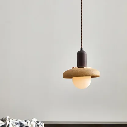 Modern Geometric	Walnut Wood Kitchen Pendant Lighting Image - 1