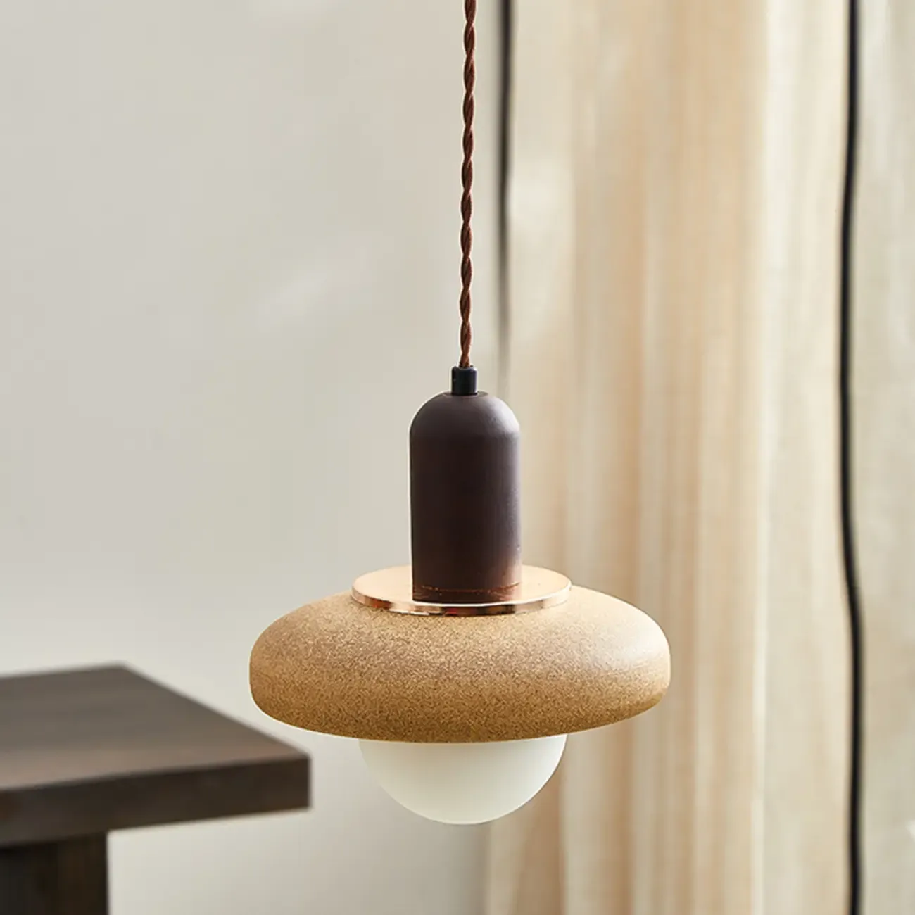 Modern Geometric	Walnut Wood Kitchen Pendant Lighting Image - 3