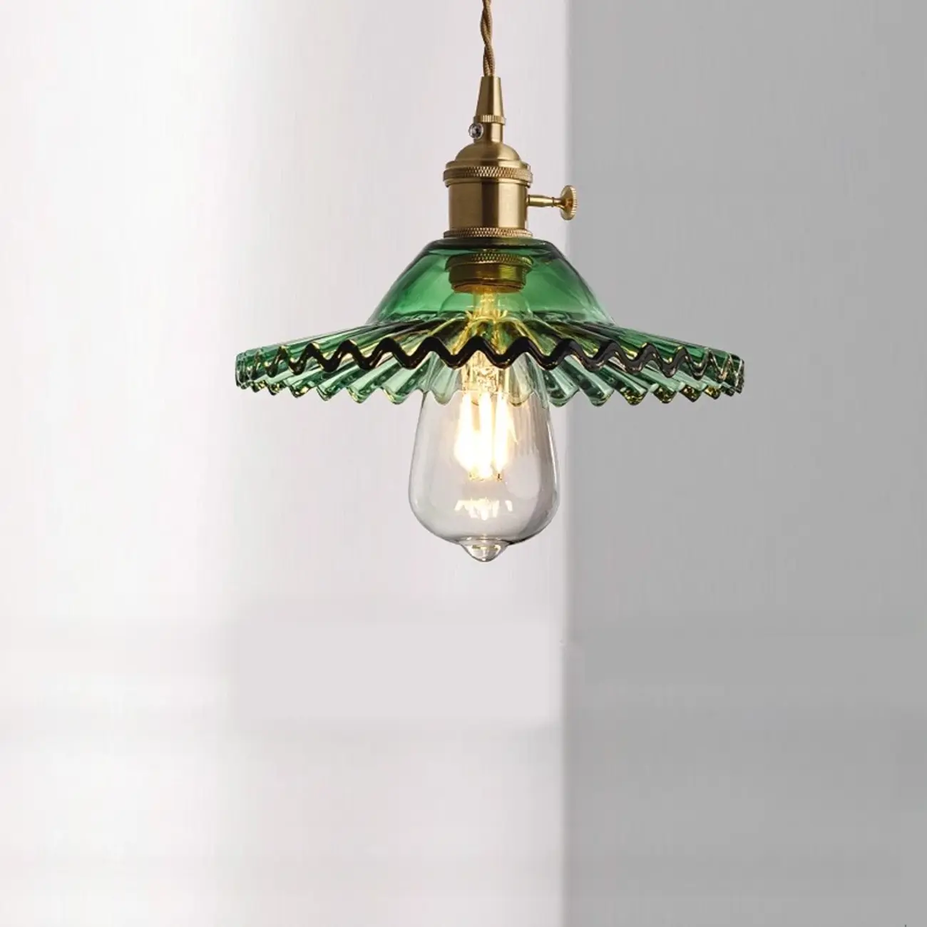 Adjustable Green Glass Pendant Light Fixture for Living Room Image - 2 | homeyfad