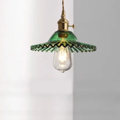 Adjustable Green Glass Pendant Light Fixture for Living Room Image - 2