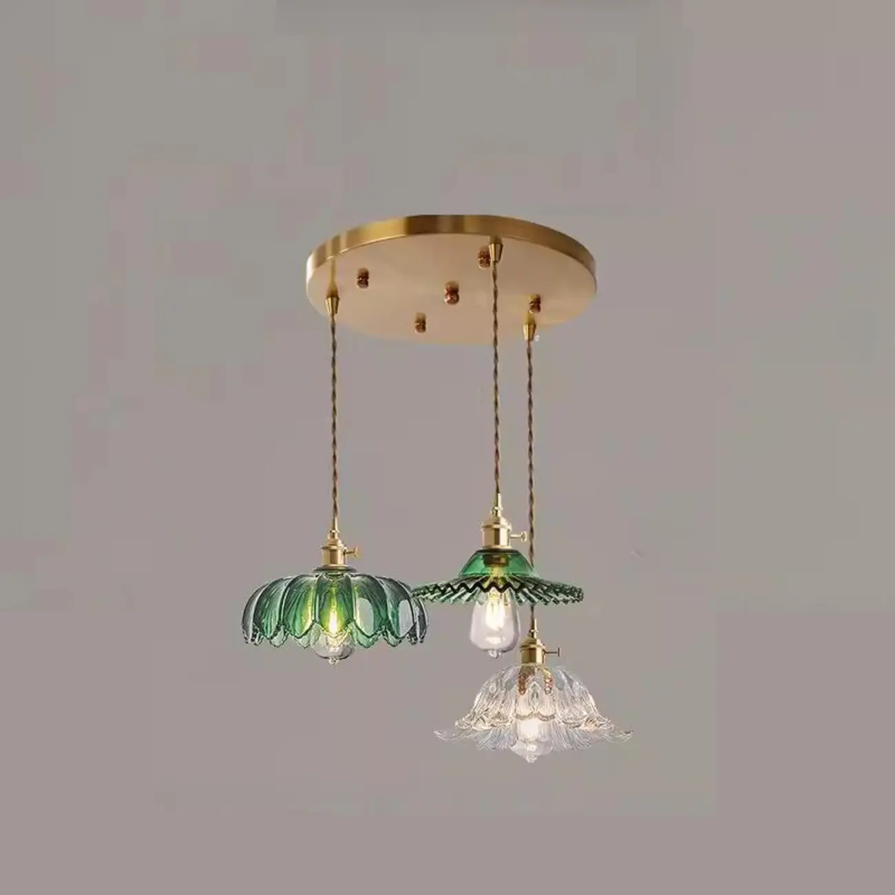 Adjustable Green Glass Pendant Light Fixture for Living Room Image - 7 | homeyfad