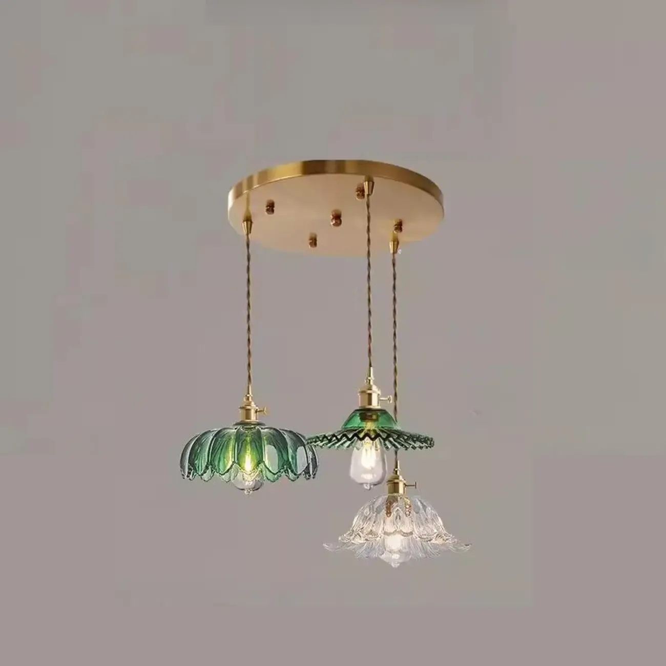 Adjustable Green Glass Pendant Light Fixture for Living Room Image - 7
