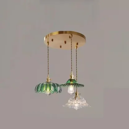 Adjustable Green Glass Pendant Light Fixture for Living Room Image - 7