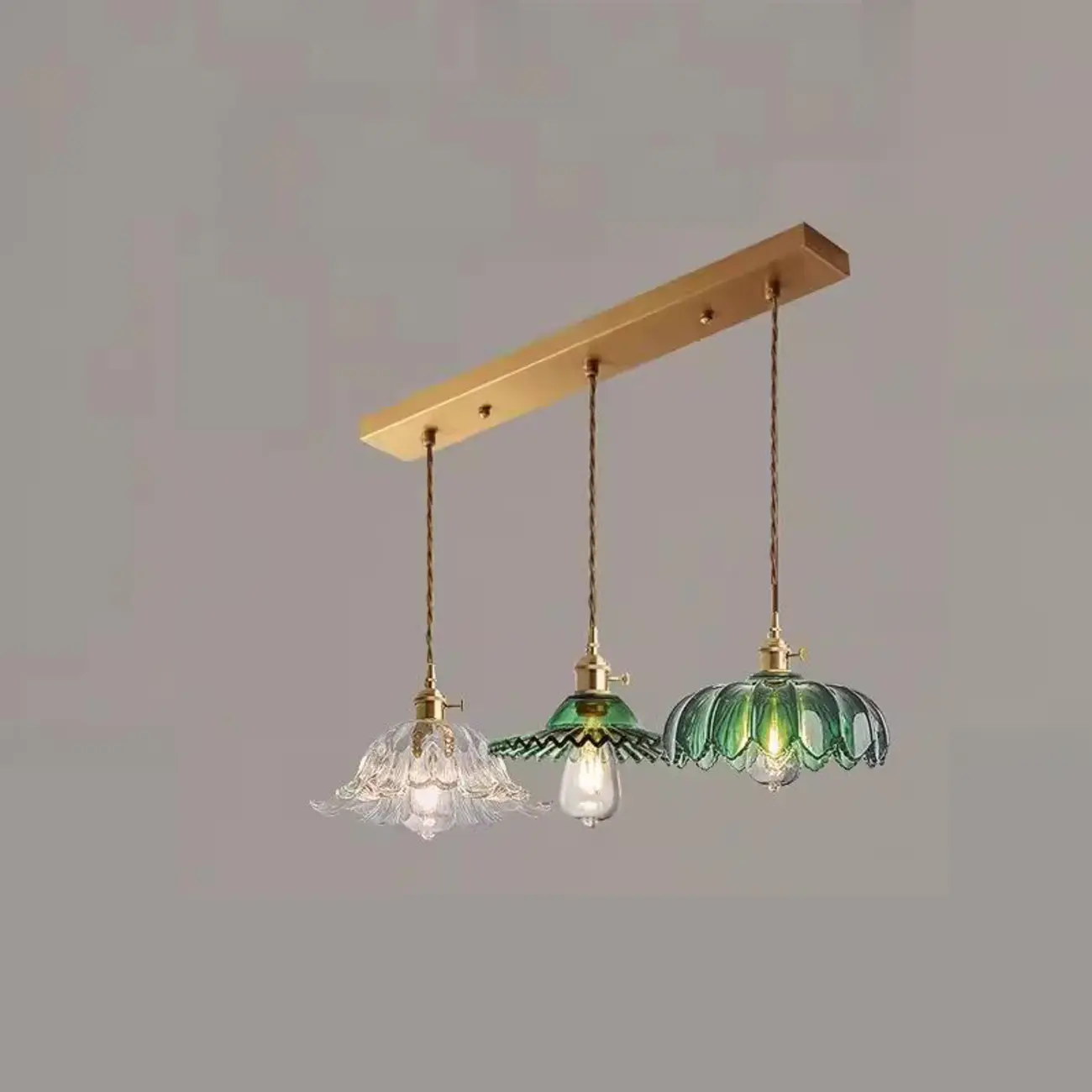 Adjustable Green Glass Pendant Light Fixture for Living Room Image - 9 | homeyfad