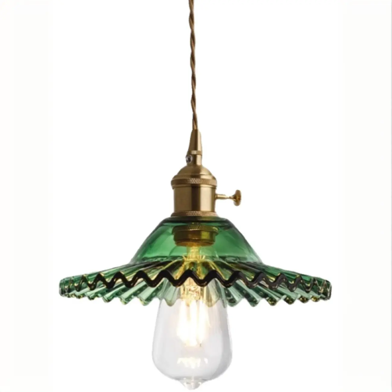 Adjustable Green Glass Pendant Light Fixture for Living Room Image - 10 | homeyfad