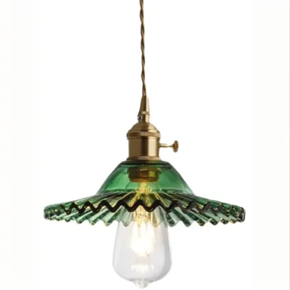 Adjustable Green Glass Pendant Light Fixture for Living Room Image - 10