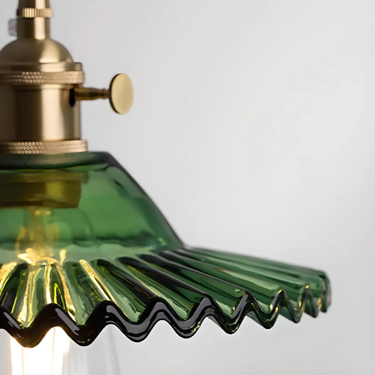 Adjustable Green Glass Pendant Light Fixture for Living Room Image - 12