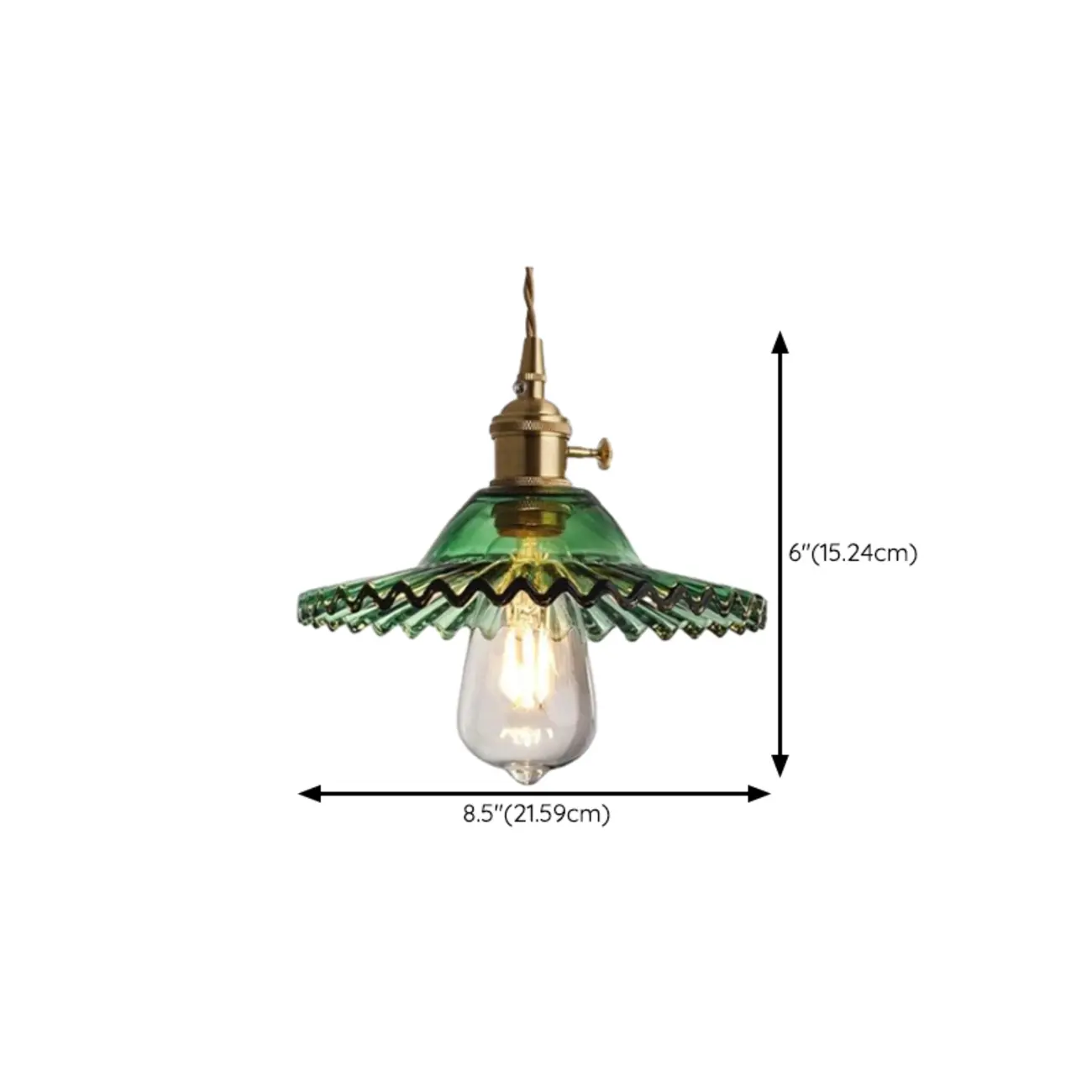 Adjustable Green Glass Pendant Light Fixture for Living Room #size