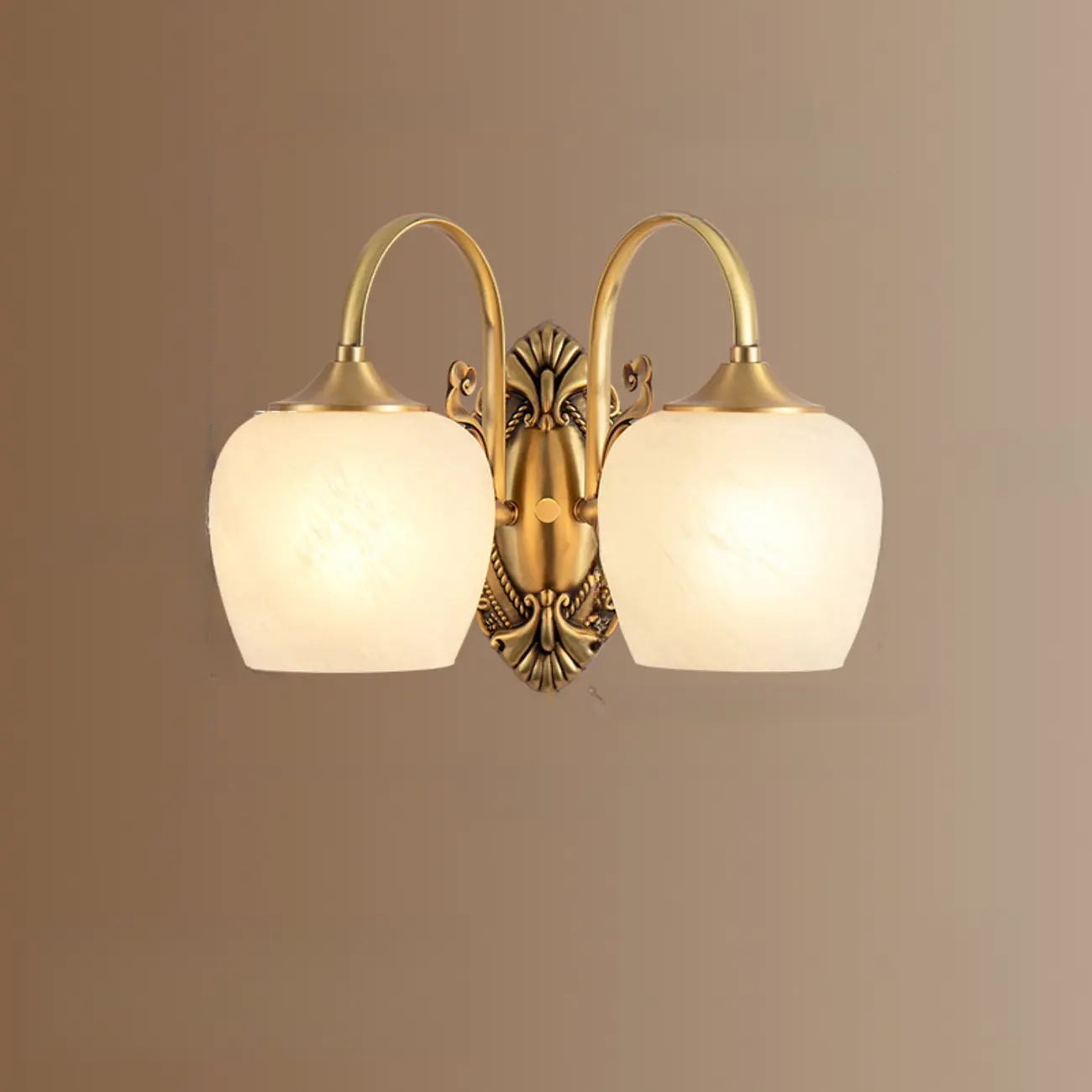 Vintage Brass Wall Sconce with Vitreous Shade Image - 7 | homeyfad