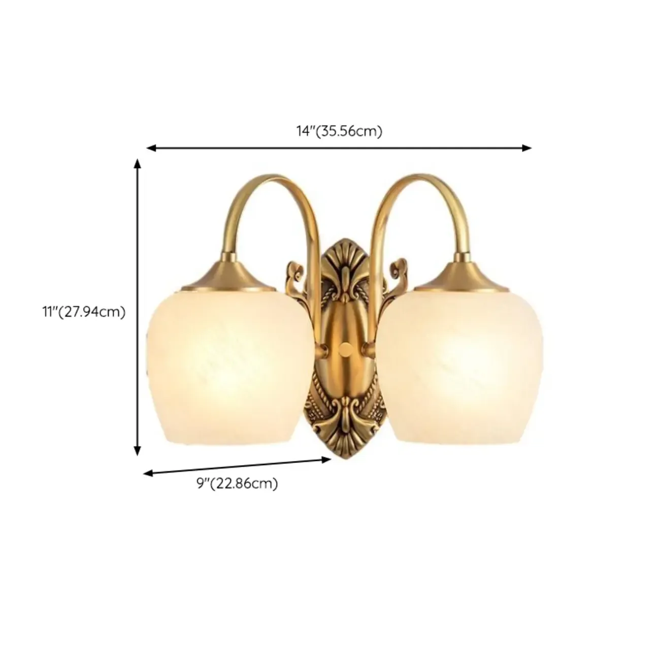 Vintage Brass Wall Sconce with Vitreous Shade Image - 10