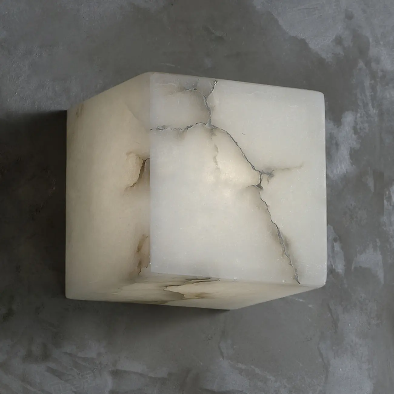 Contemporary Gray-white Cubic Alabaster Indoor Wall Sconce Image - 4 | homeyfad