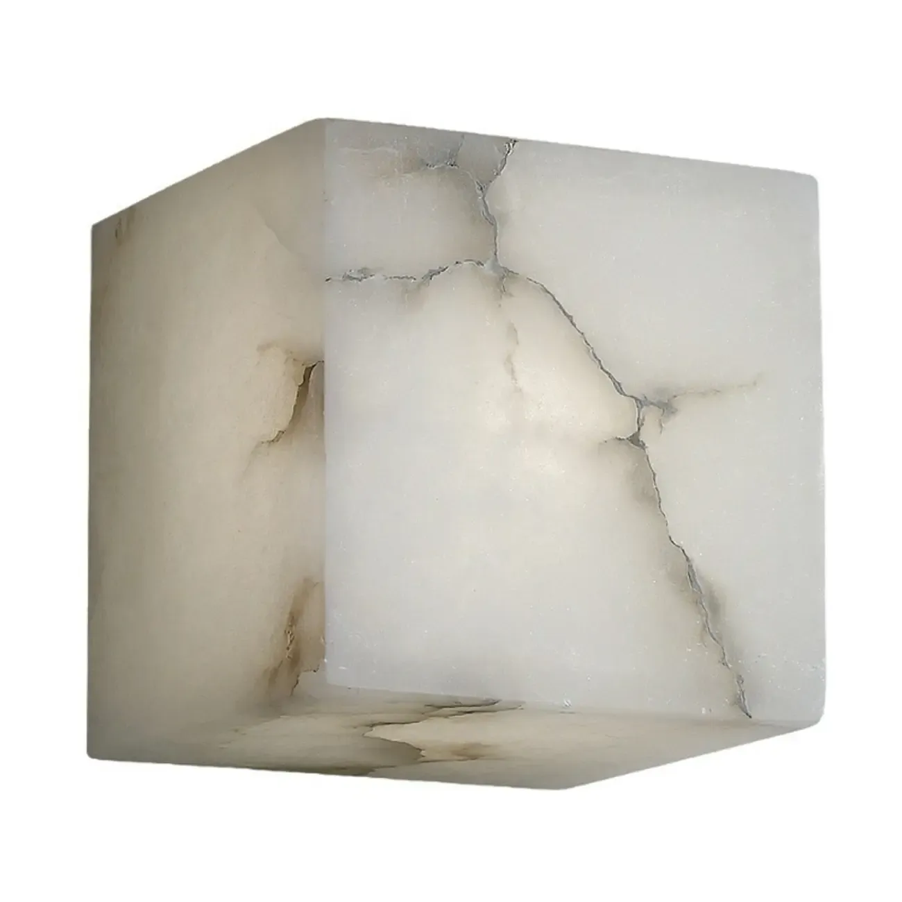 Contemporary Gray-white Cubic Alabaster Indoor Wall Sconce Image - 5