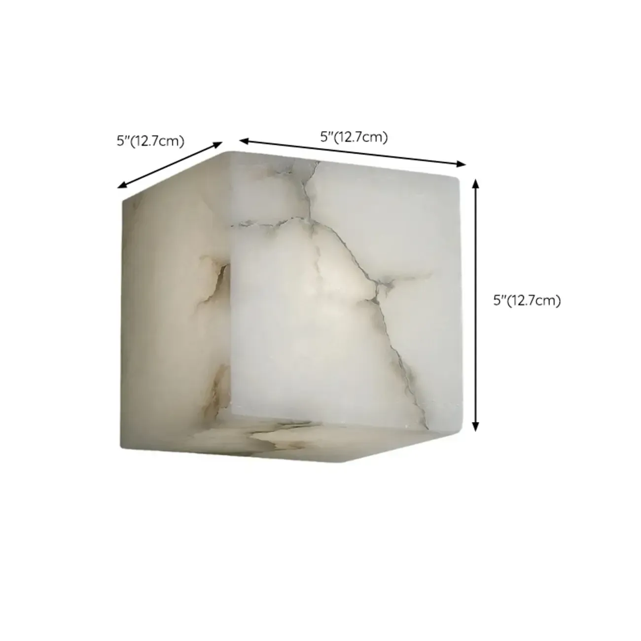 Contemporary Gray-white Cubic Alabaster Indoor Wall Sconce #size