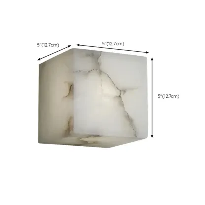 Contemporary Gray-white Cubic Alabaster Indoor Wall Sconce #size