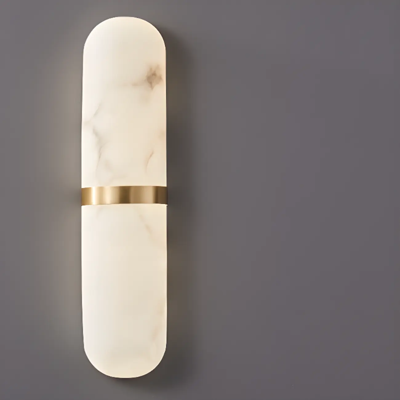 Minimalist Alabaster Brass Oval Wall Sconce in Multi-Dimming Image - 4 | homeyfad