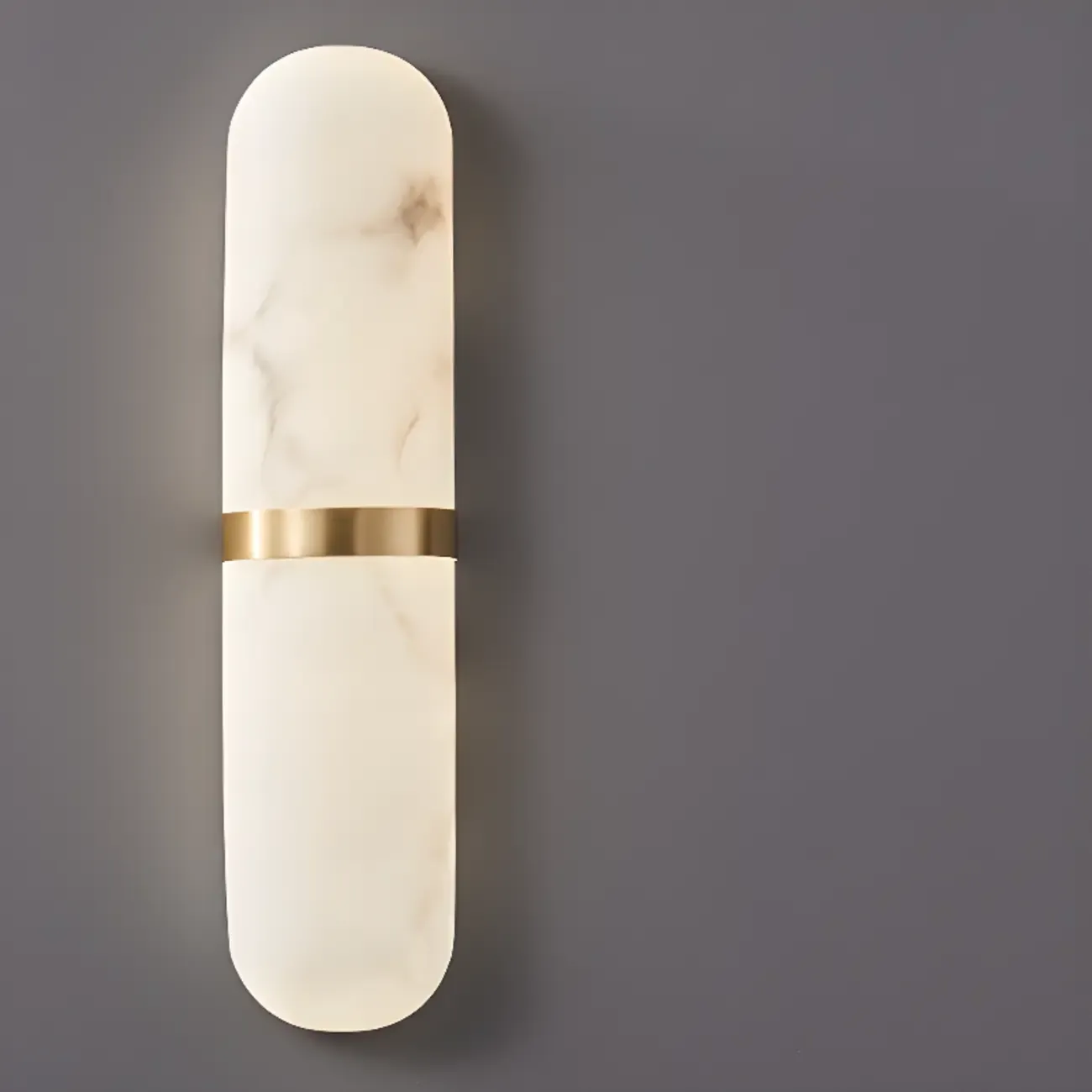 Minimalist Alabaster Brass Oval Wall Sconce in Multi-Dimming Image - 4