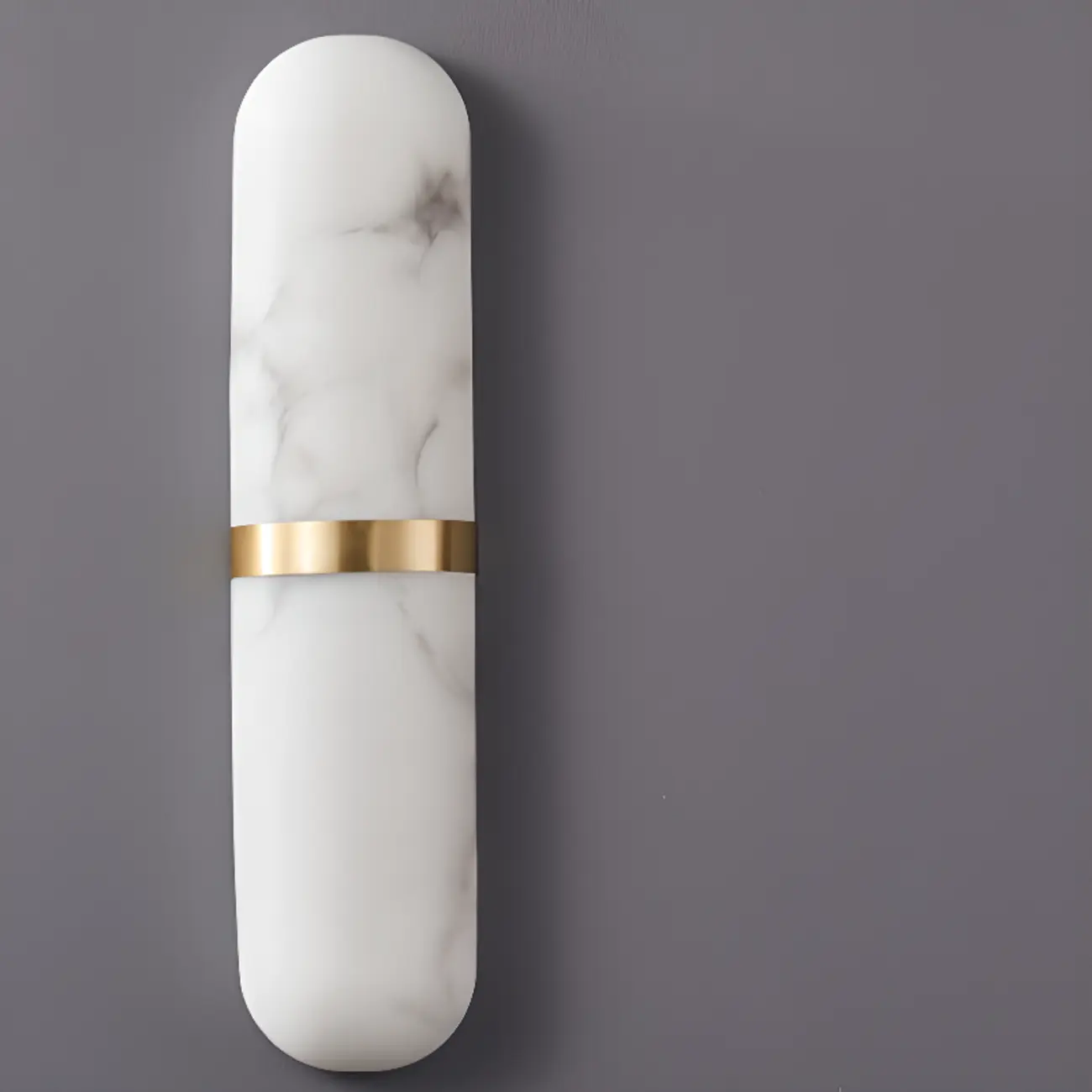 Minimalist Alabaster Brass Oval Wall Sconce in Multi-Dimming Image - 6 | homeyfad