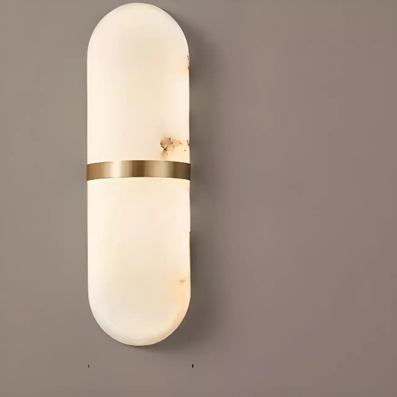 Minimalist Alabaster Brass Oval Wall Sconce in Multi-Dimming Image - 7 | homeyfad
