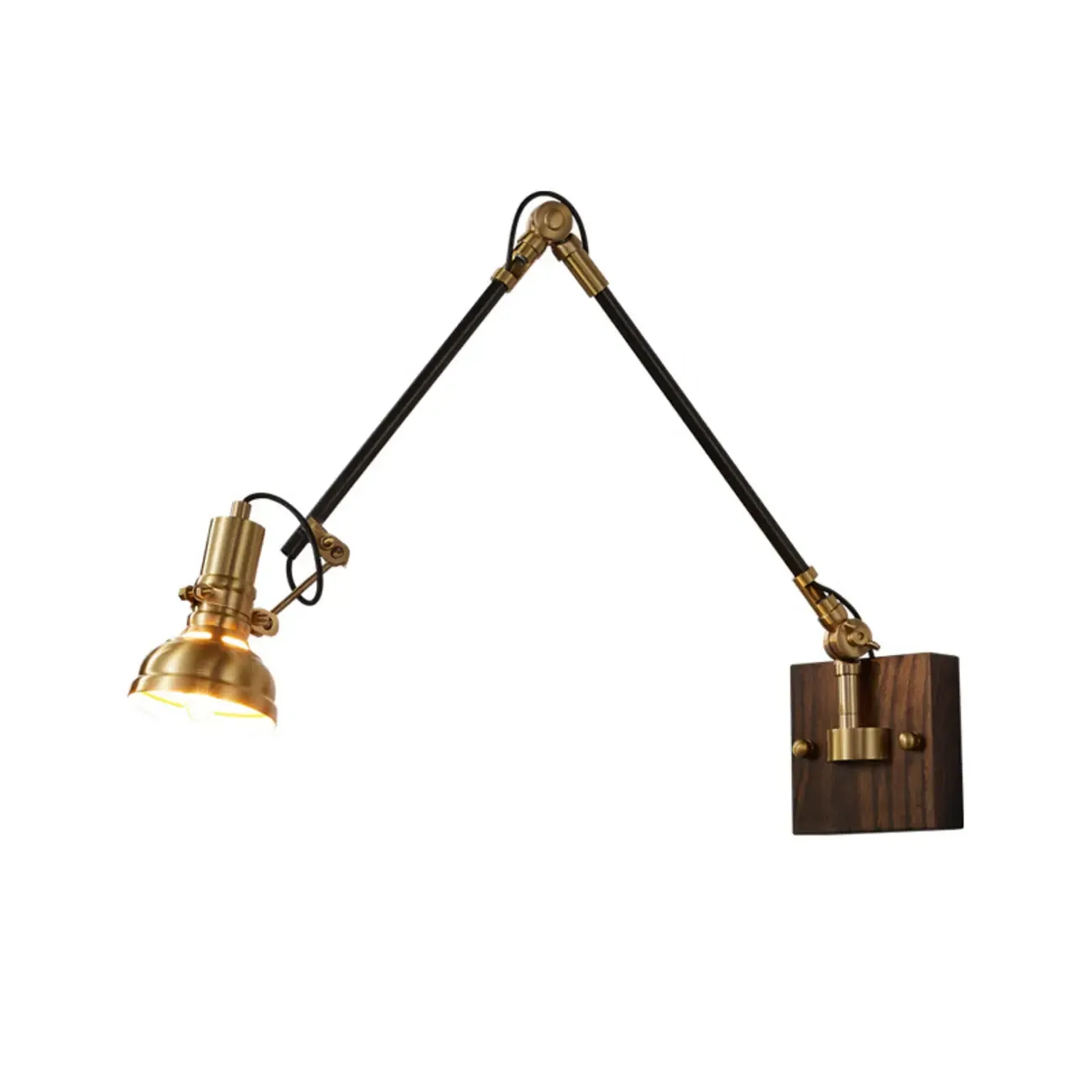 Industrial Amber Swing Arm LED Wall Sconce with Glass Shade Image - 4