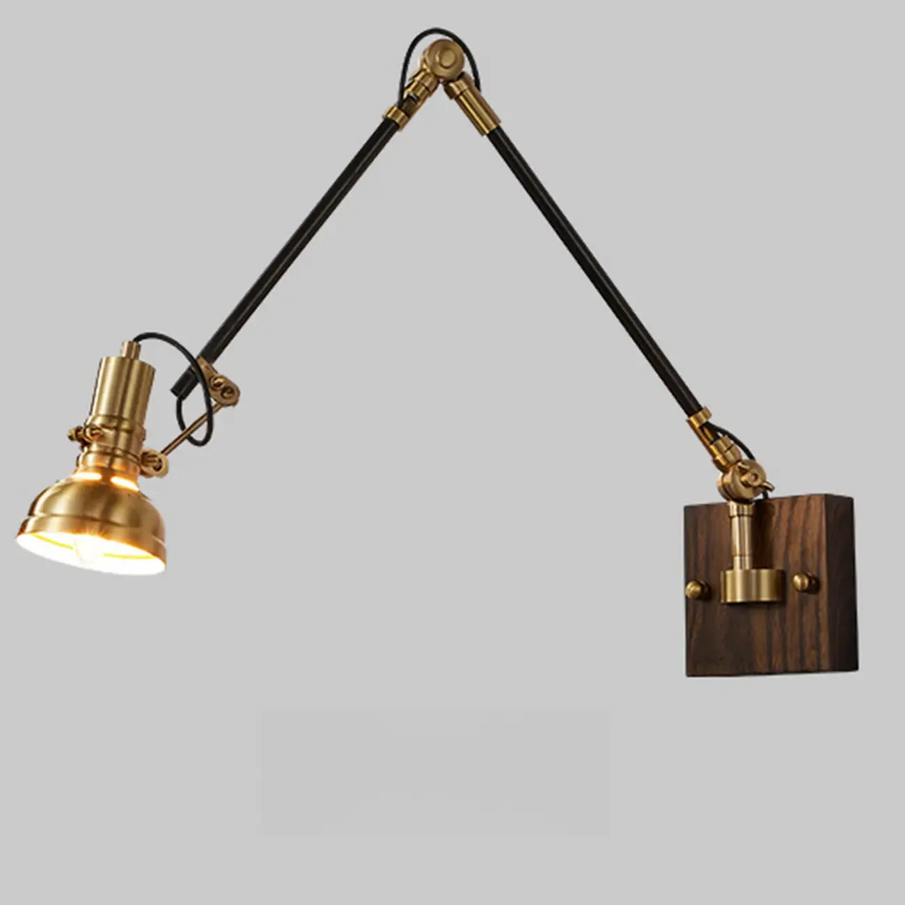 Industrial Amber Swing Arm LED Wall Sconce with Glass Shade Image - 8