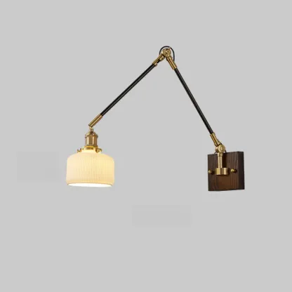 Industrial Amber Swing Arm LED Wall Sconce with Glass Shade Image - 10