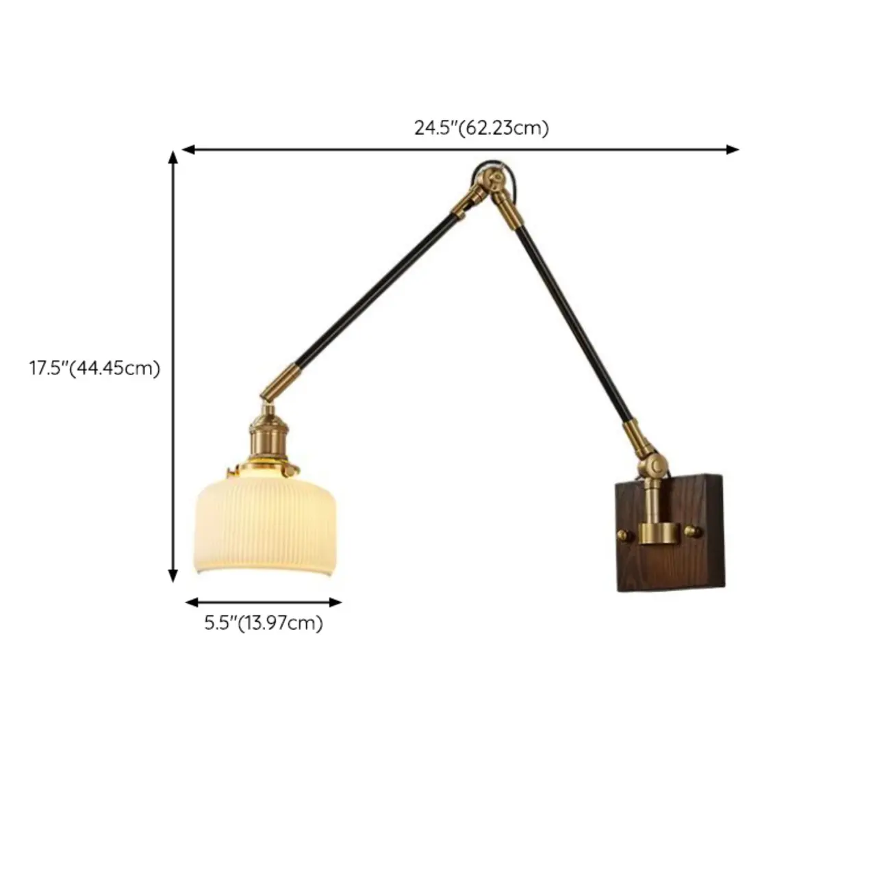 Industrial Amber Swing Arm LED Wall Sconce with Glass Shade Image - 20 | homeyfad