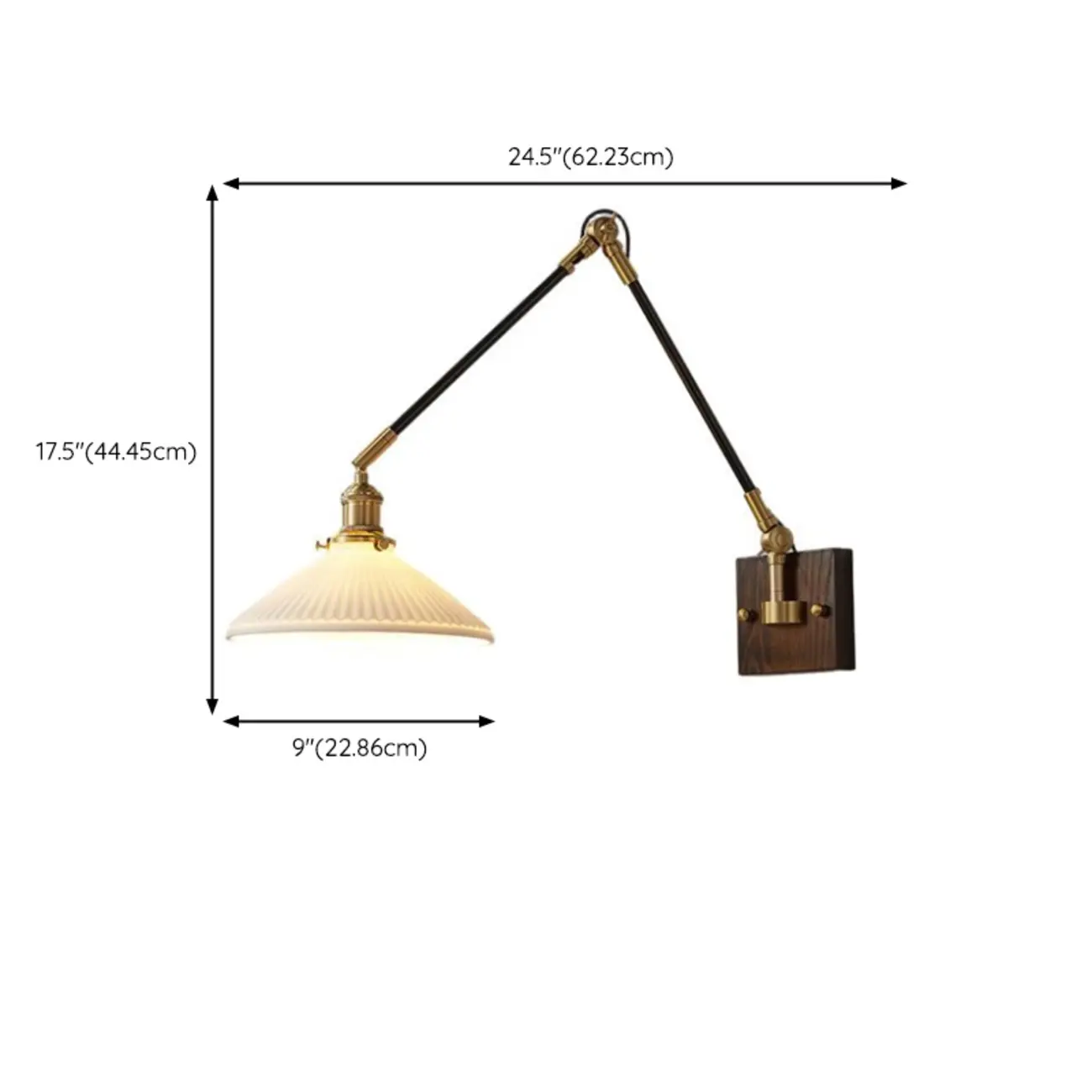 Industrial Amber Swing Arm LED Wall Sconce with Glass Shade Image - 21 | homeyfad