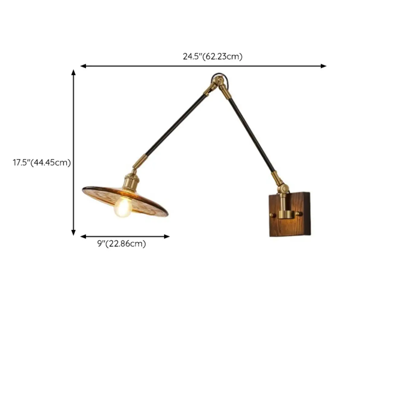 Industrial Amber Swing Arm LED Wall Sconce with Glass Shade Image - 23 | homeyfad