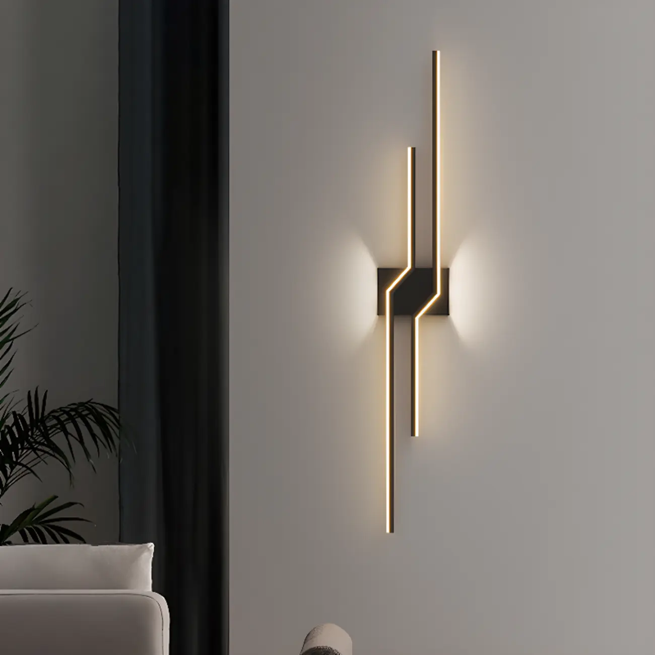 Modern Black Linear Acrylic 5-Light Wall Sconce Remote Control Image - 1 | homeyfad