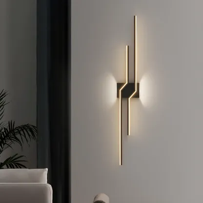 Modern Black Linear Acrylic 5-Light Wall Sconce Remote Control Image - 1