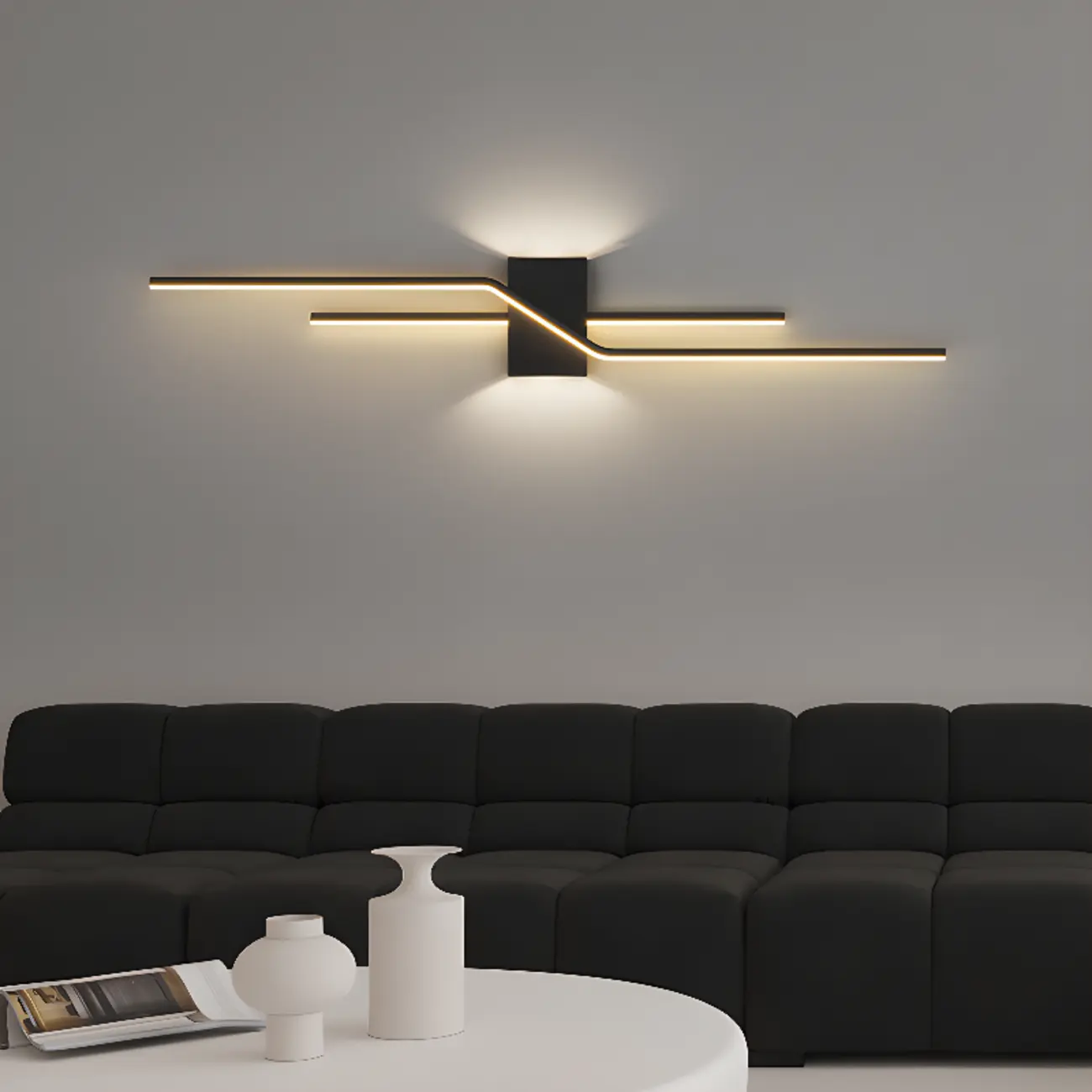 Modern Black Linear Acrylic 5-Light Wall Sconce Remote Control Image - 6 | homeyfad