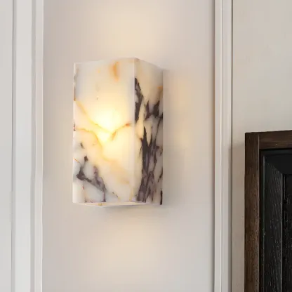 Modern White Stone Minimalist Rectangle LED Wall Light