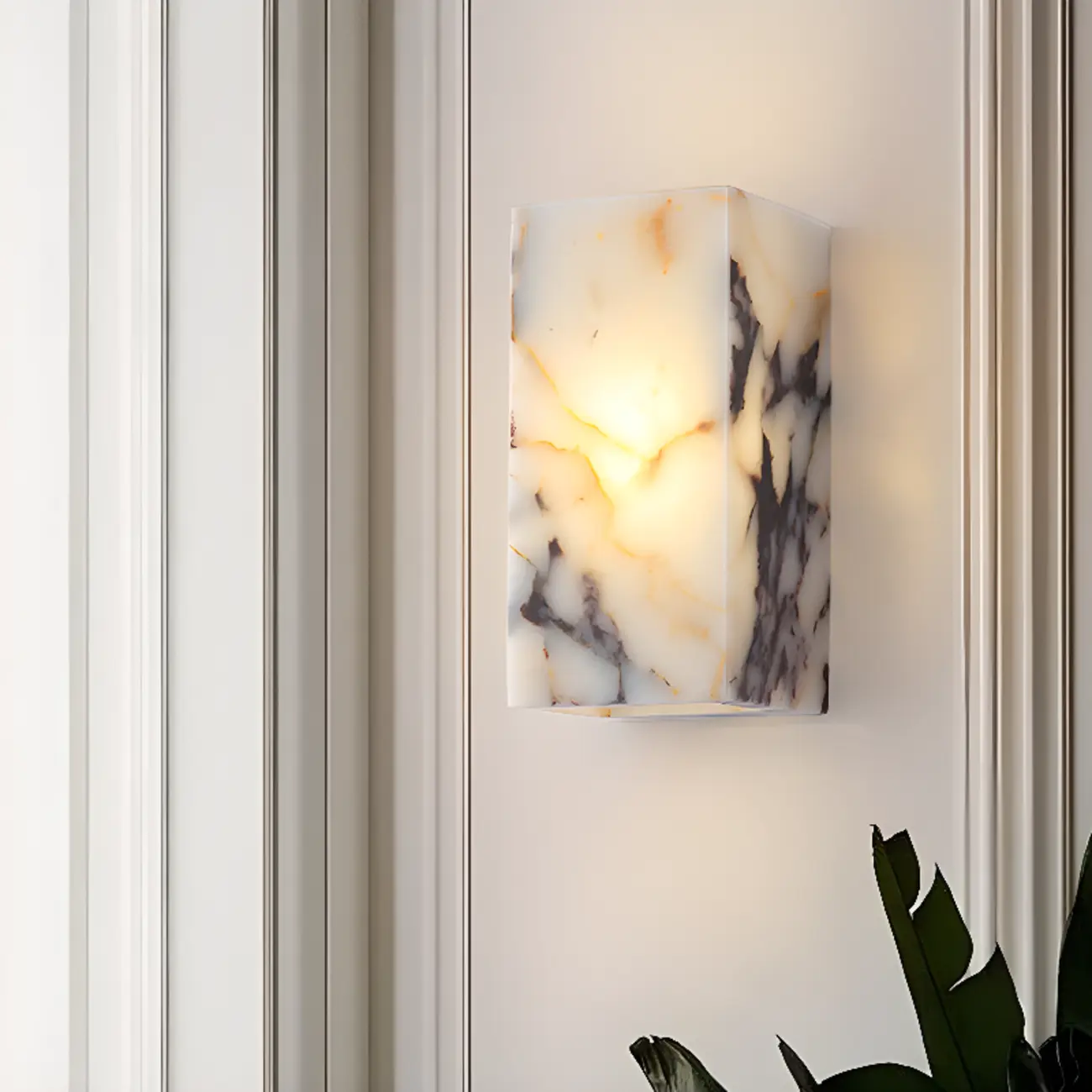 Modern White Stone Minimalist Rectangle LED Wall Light | homeyfad