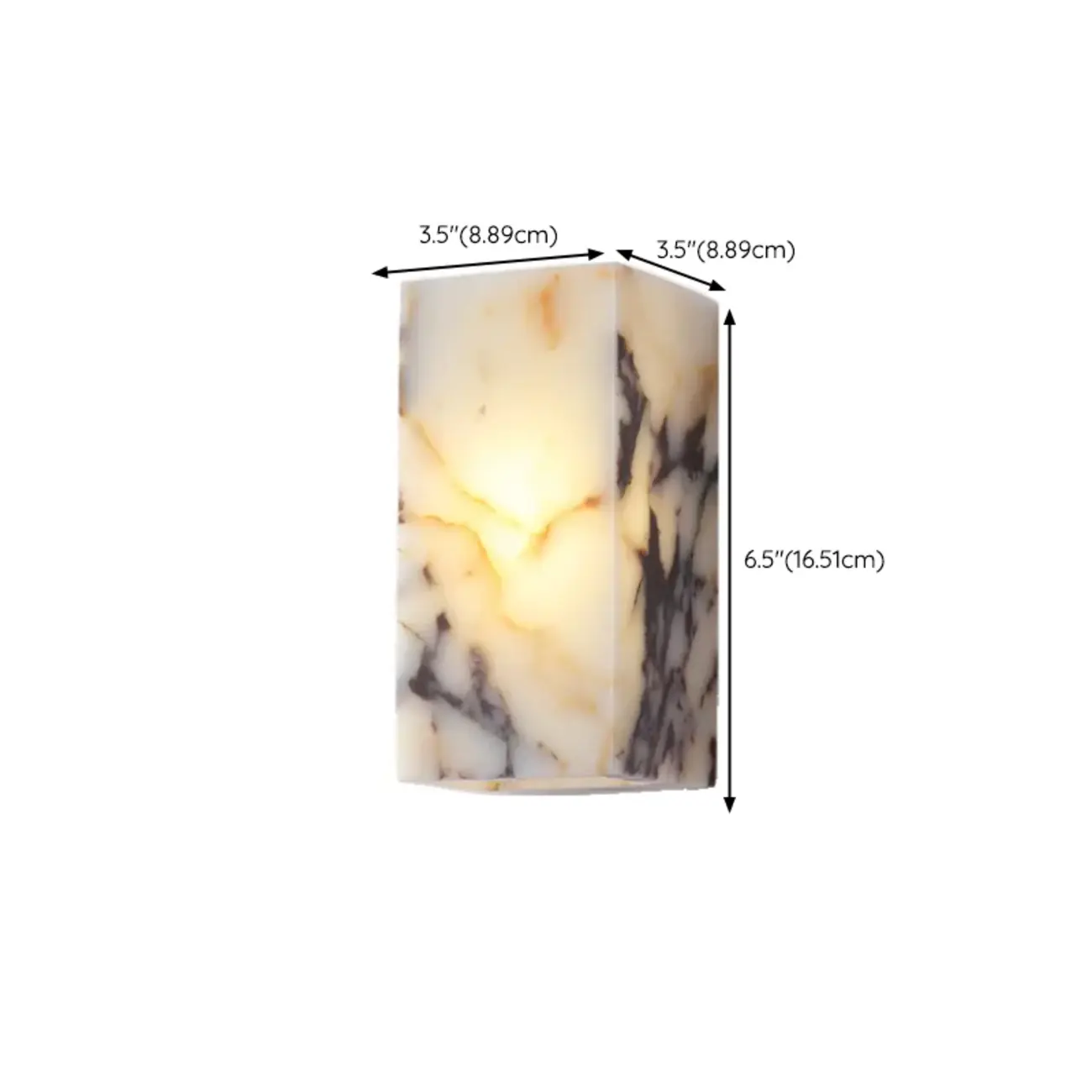 Modern White Stone Minimalist Rectangle LED Wall Light #size