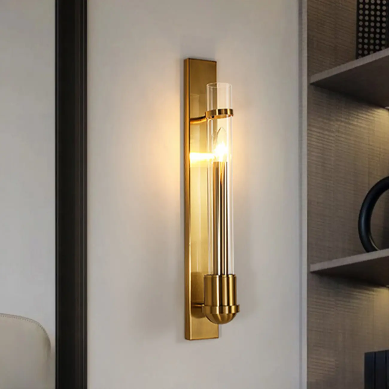 Medium Cylinder Gold LED Wall Sconce for Indoor Lighting  Image - 1 | homeyfad