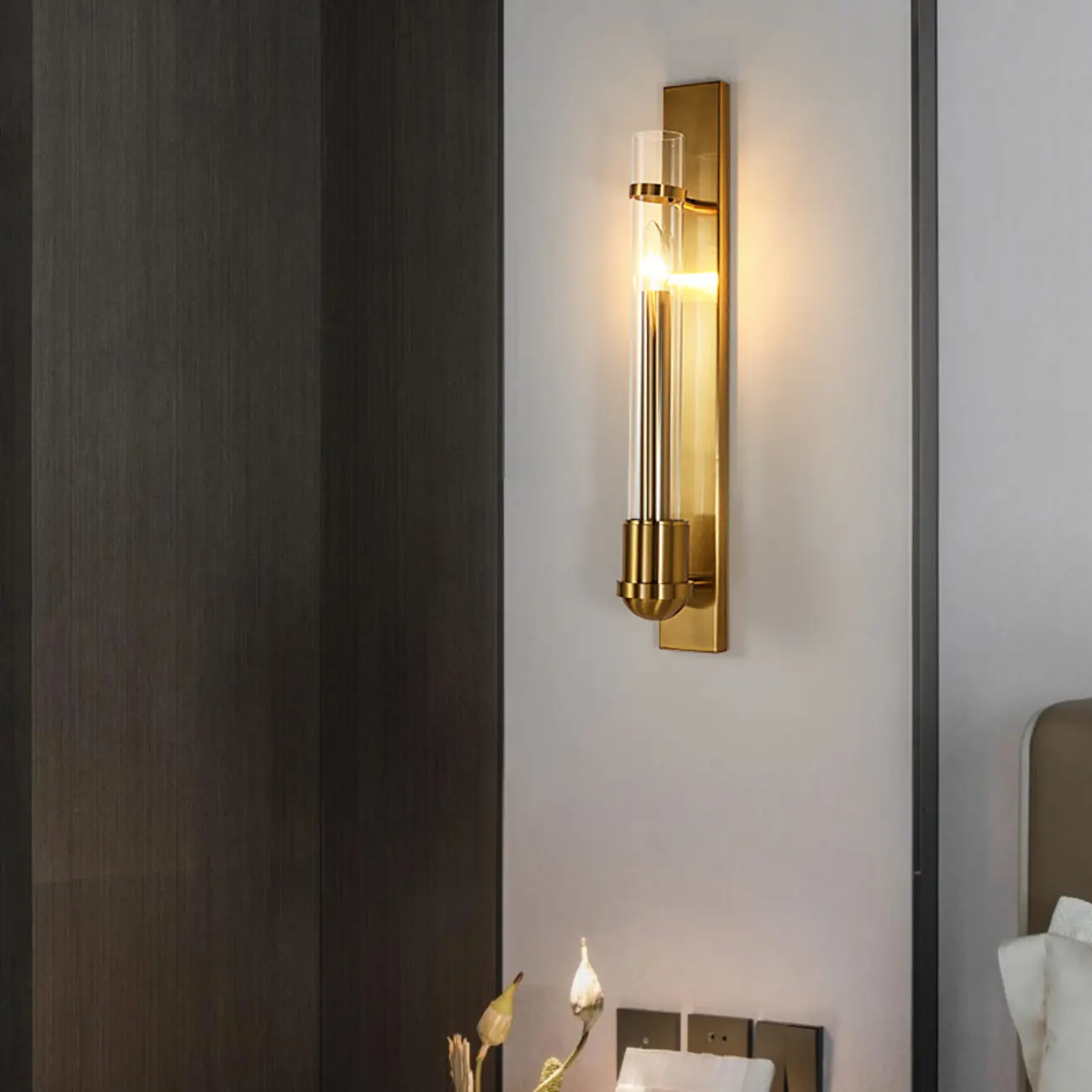 Medium Cylinder Gold LED Wall Sconce for Indoor Lighting  Image - 2 | homeyfad