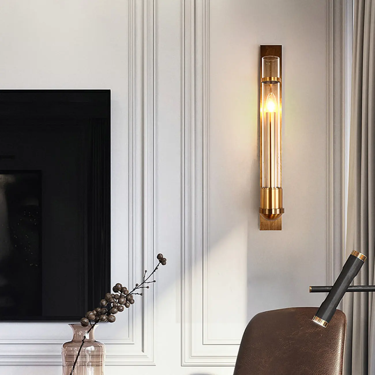 Medium Cylinder Gold LED Wall Sconce for Indoor Lighting  Image - 3 | homeyfad