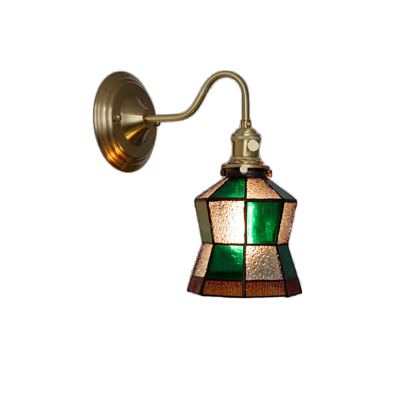 Vintage Glass Wall Sconce with Brass Accent in Hardwired Image - 3 | homeyfad