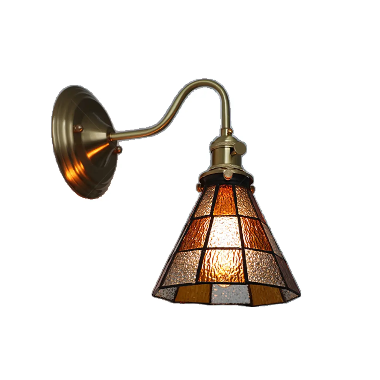 Vintage Glass Wall Sconce with Brass Accent in Hardwired Image - 5 | homeyfad